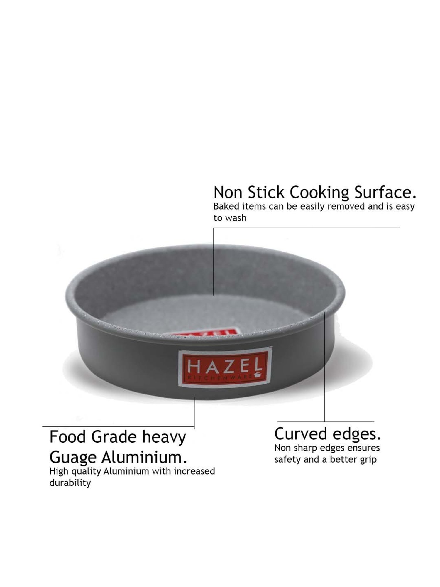 HAZEL Alfa Heavy Gauge Preimium Aluminium Finish Non Stick Microwave Safe Large Round Cake Mould