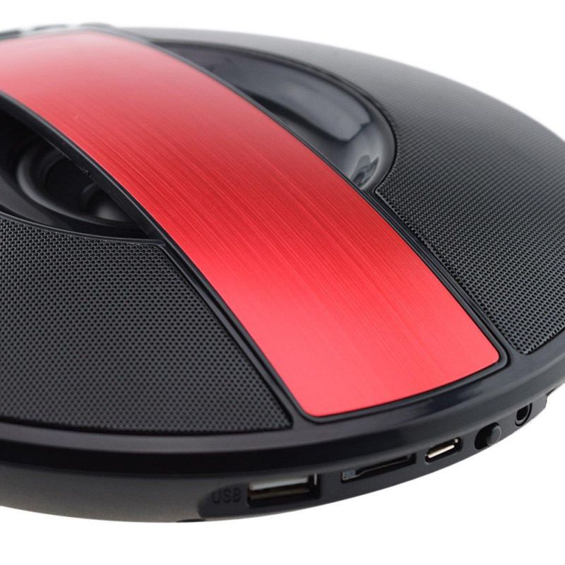 ChiTronic Sardine Airship SDY-021 HiFi Bluetooth Stereo Audio Speaker Music Player FM Radio + Alarm Clock,Black+Red