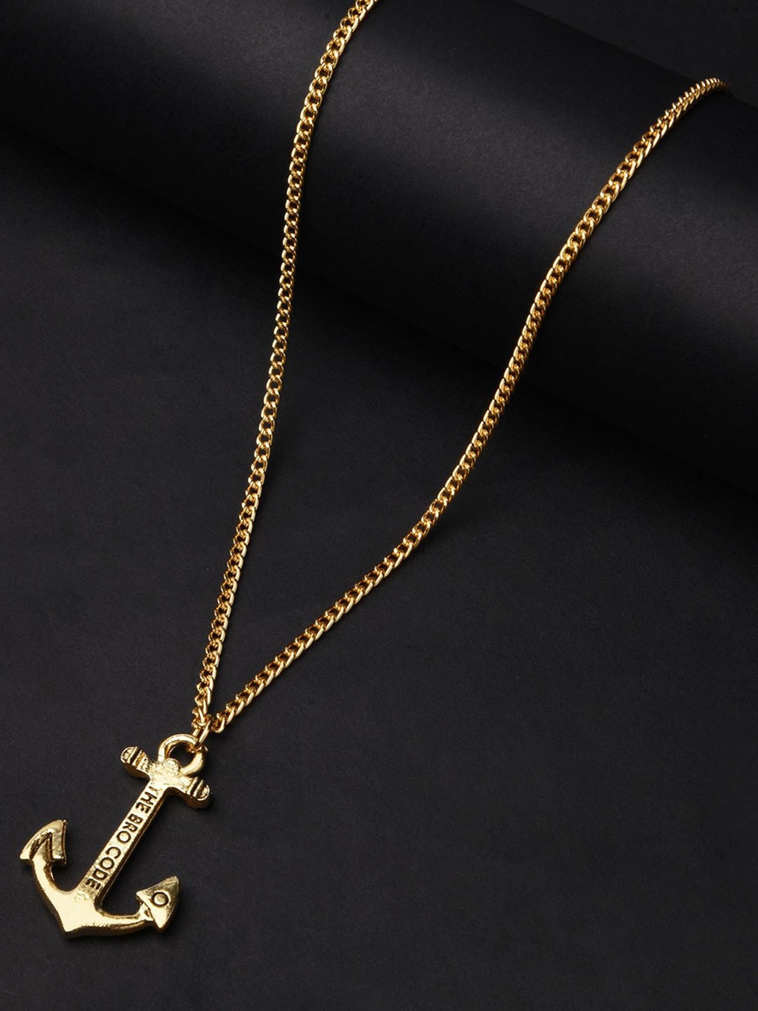 The Bro Code Gold-Plated Anchor Pendant Necklace for Men