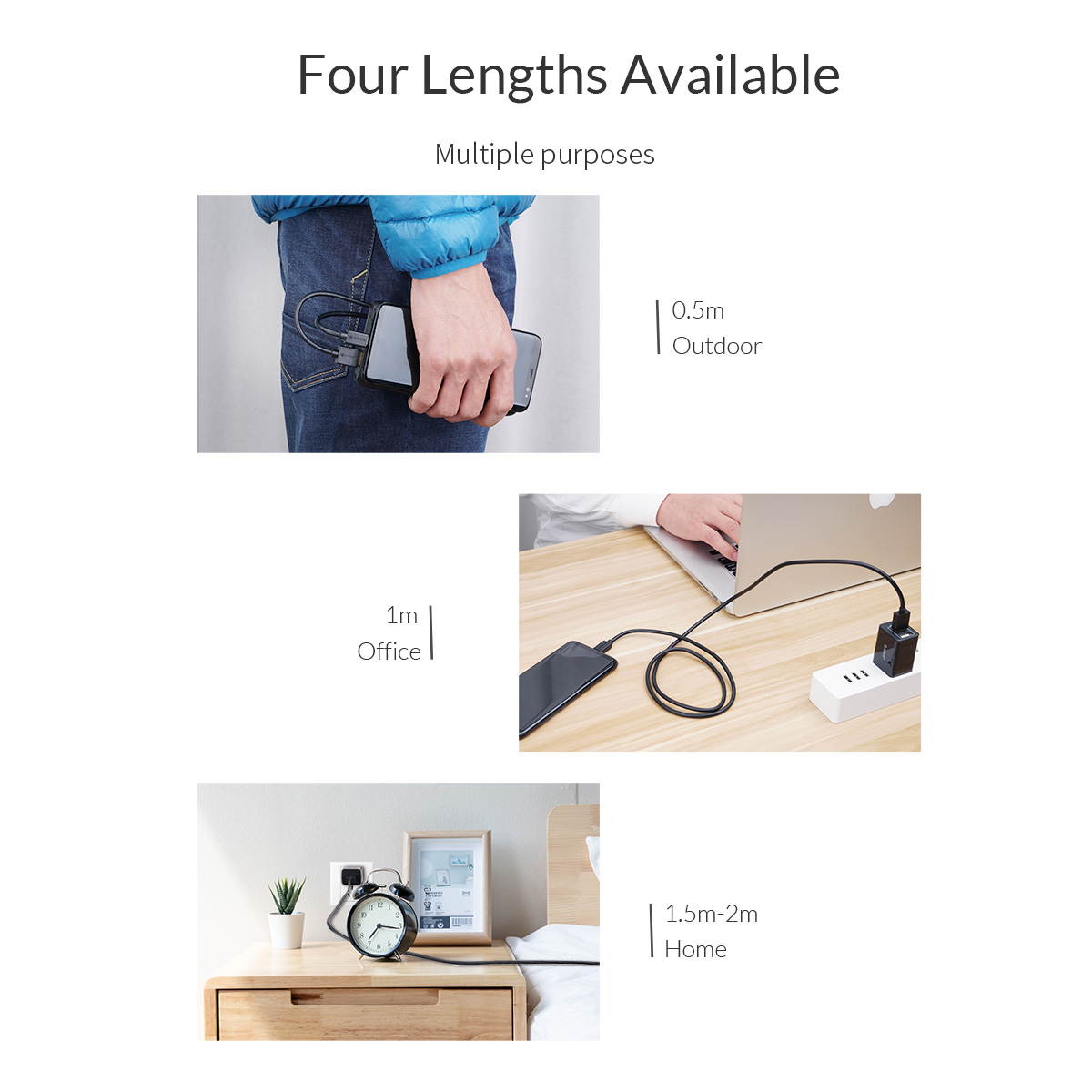 ORICO USB2.0 To Type C Cable USB 2.0 Type A to USB 3.1 Type &ndash;C gold plated Cables 1.64ft - 6.6ft 0.5m - 2m For Phones,  Laptops