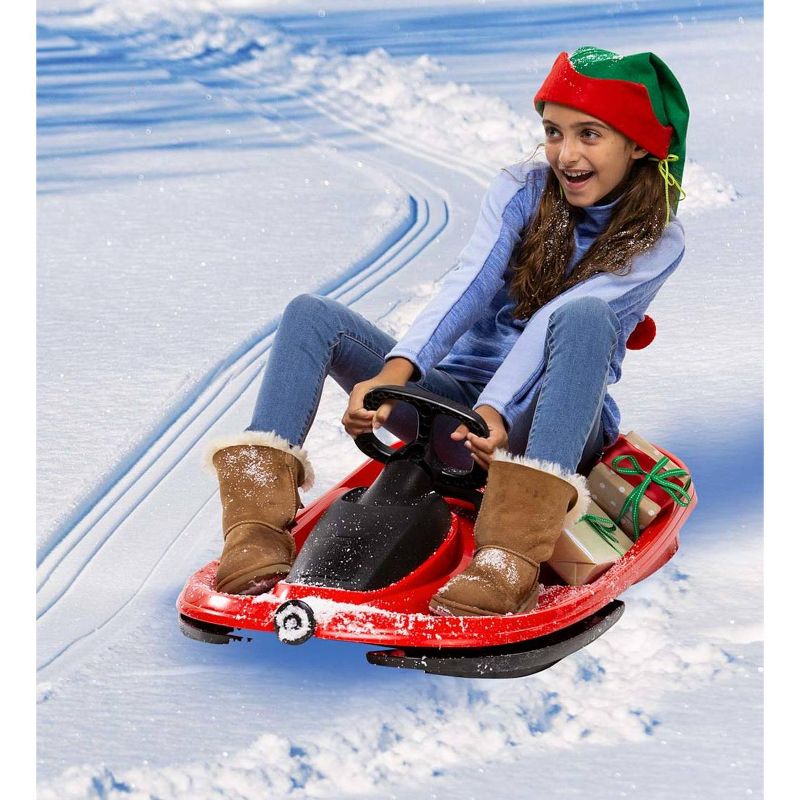 HearthSong Stratos Bobsled with Differential Steering, Deep Digging Brake and Retractable Tow Cord, 38"L x 22"W, Holds Up To 200 Lbs.