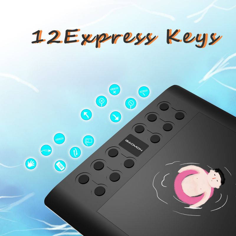 GAOMON M106K PRO 10 x 6.25 Graphics Drawing Tablet with 8192 Levels Tilt Supported Battery-Free Stylus and 12 Hot Keys for Windows/mac/Android OS