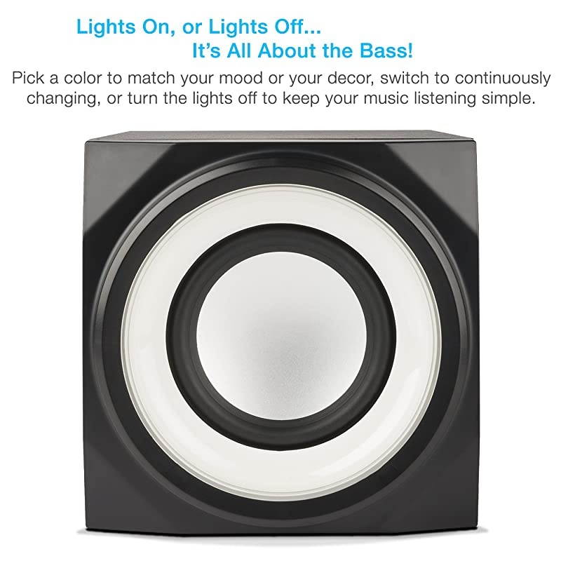 Bluetooth Speakers with LED Lights &ndash; The Perfect Gaming, Movie, Party, Multimedia 2.1 Subwoofer Speaker System (CA-SP34BT)
