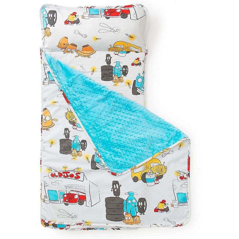 JumpOff Jo Toddler Nap Mat - Children's Sleeping Bag with Removable Pillow for Preschool, Daycare, and Sleepovers - 43 x 21 Inches - Jo's Garage