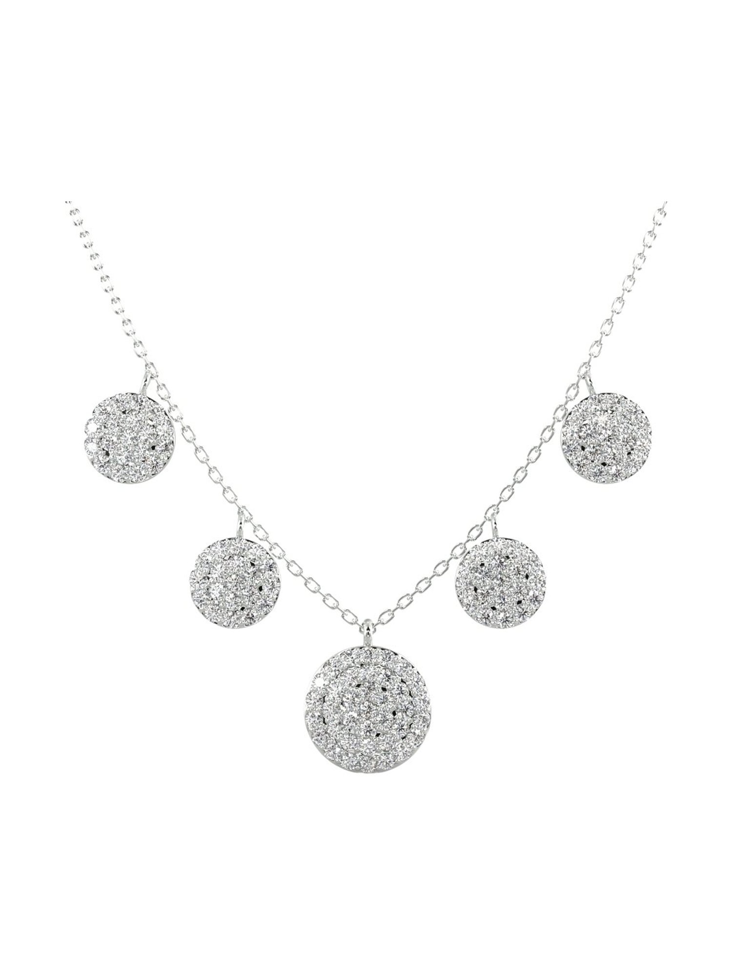 Silvermist 925 Sterling Silver Dripping In Diamonds Pendant Necklace for Women & Girls