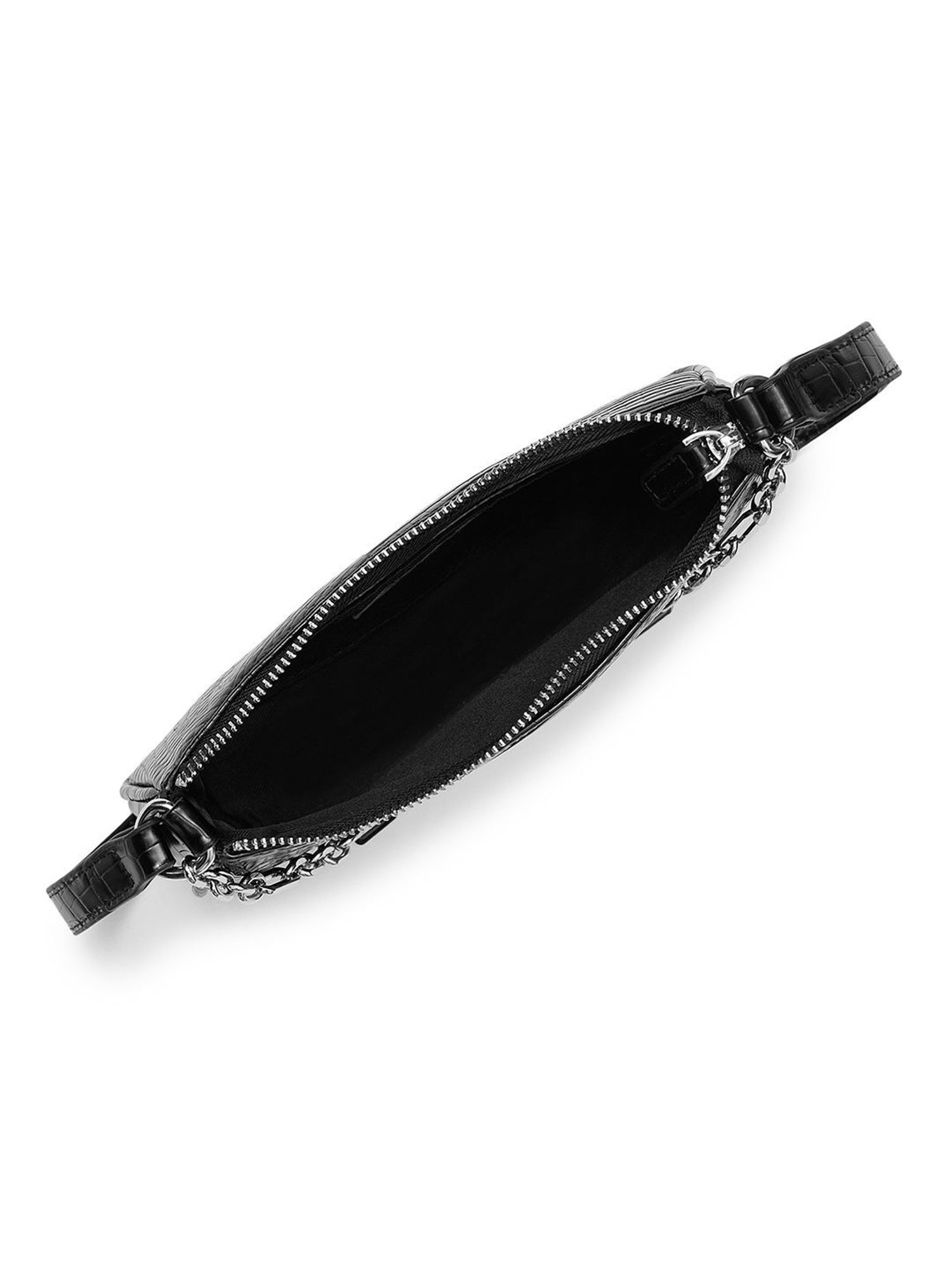 Miraggio Maria Black Textured Small Faux Leather Shoulder Bag