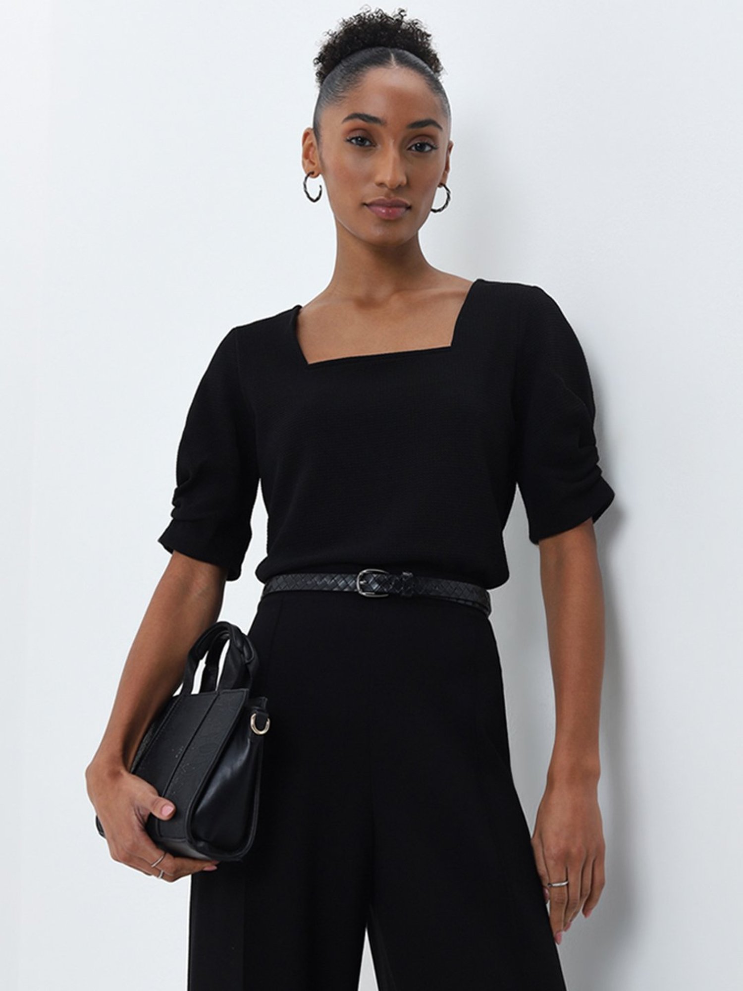 Wardrobe by Westside Black Self-Textured Top