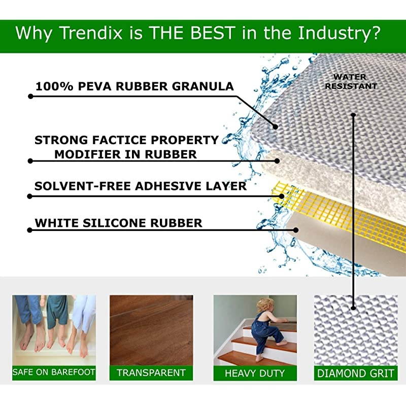 Slip Stair Treads 15 Anti Skid Strips 2020 Version Tape 24"x4" Clear Grip Indoor Wood Floor Ceramic Tiles No Slip Safety Dog Kids Pet Waterproof PVC Free Anti-Slip (15 Pieces of 24 x 4 Inches)