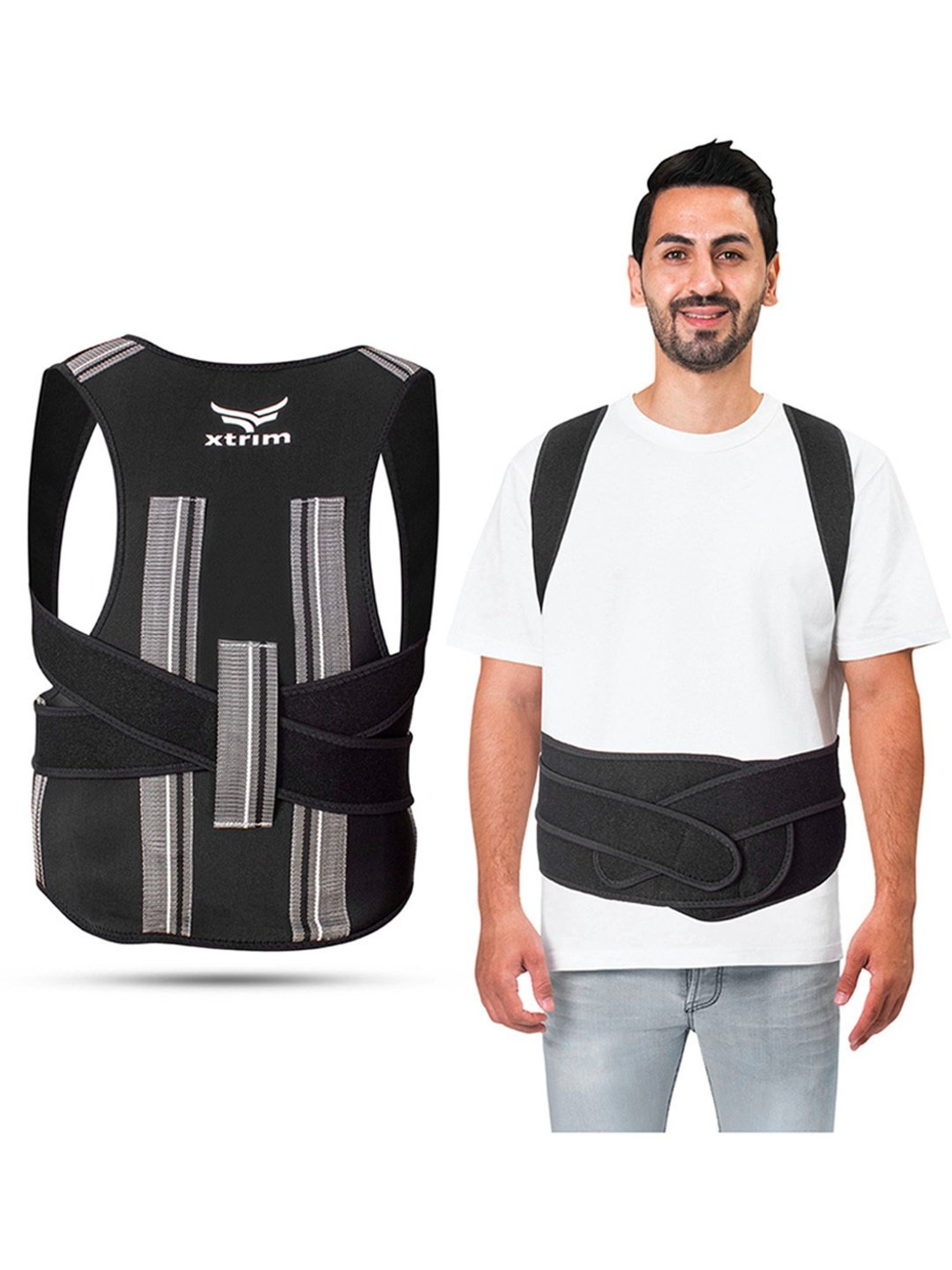 Xtrim Posture Corrector For Men & Women (Black) Size - XL