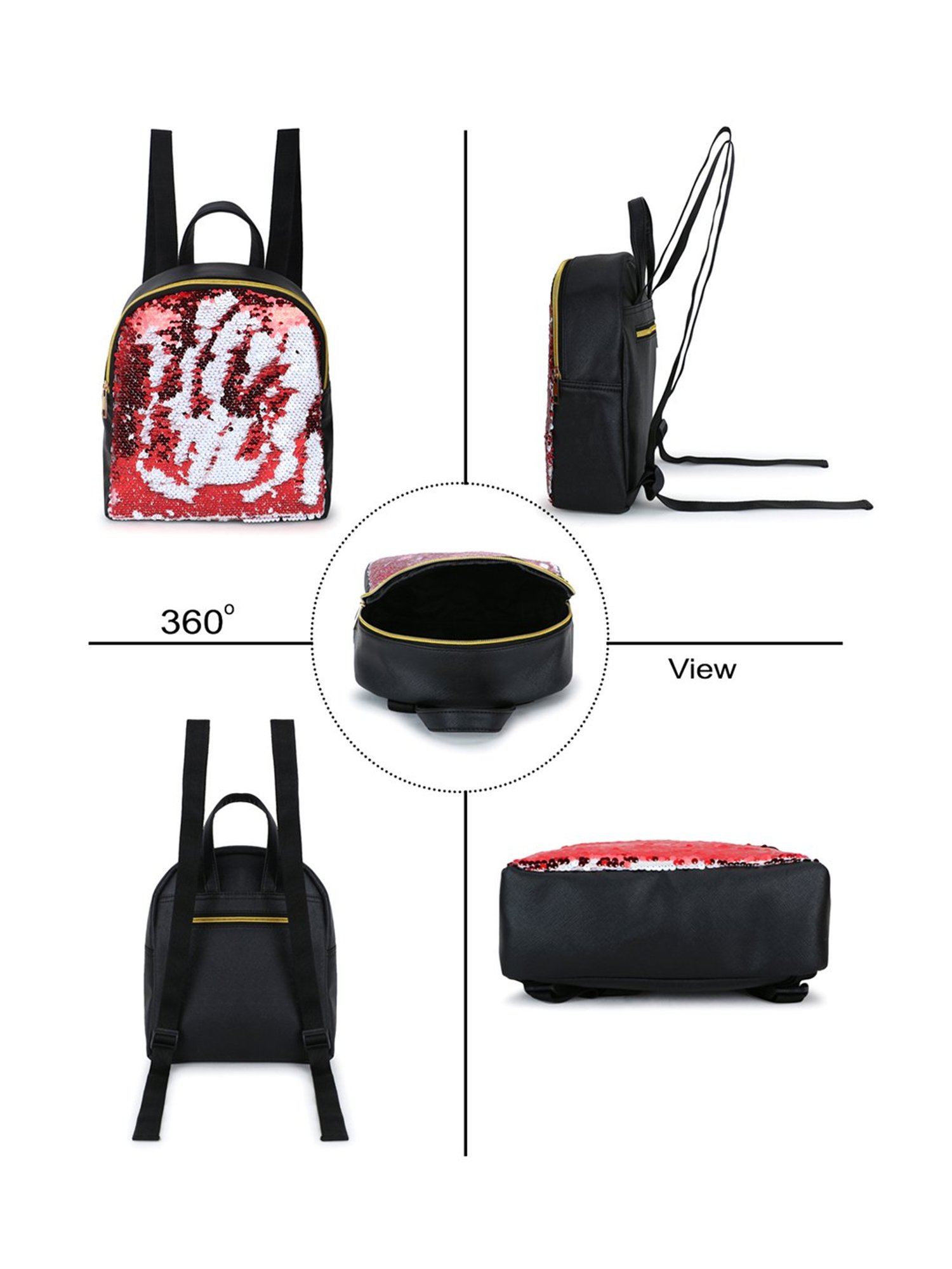 Spice Art Black Embellished Travel Zipper Backpack - 15 Ltrs