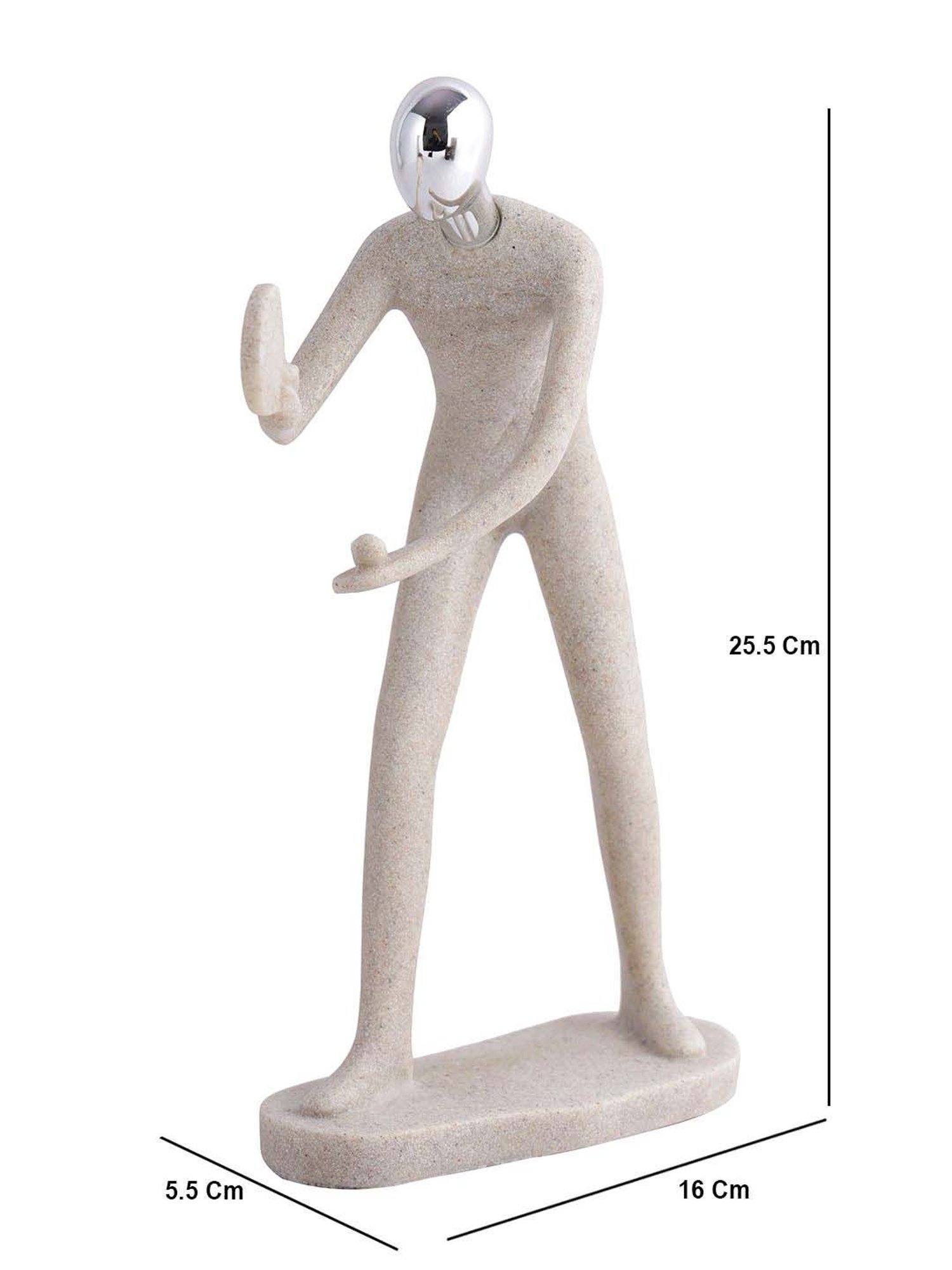 Tayhaa Off-White & Silver Resin Table Tennis Athlete Decor Piece