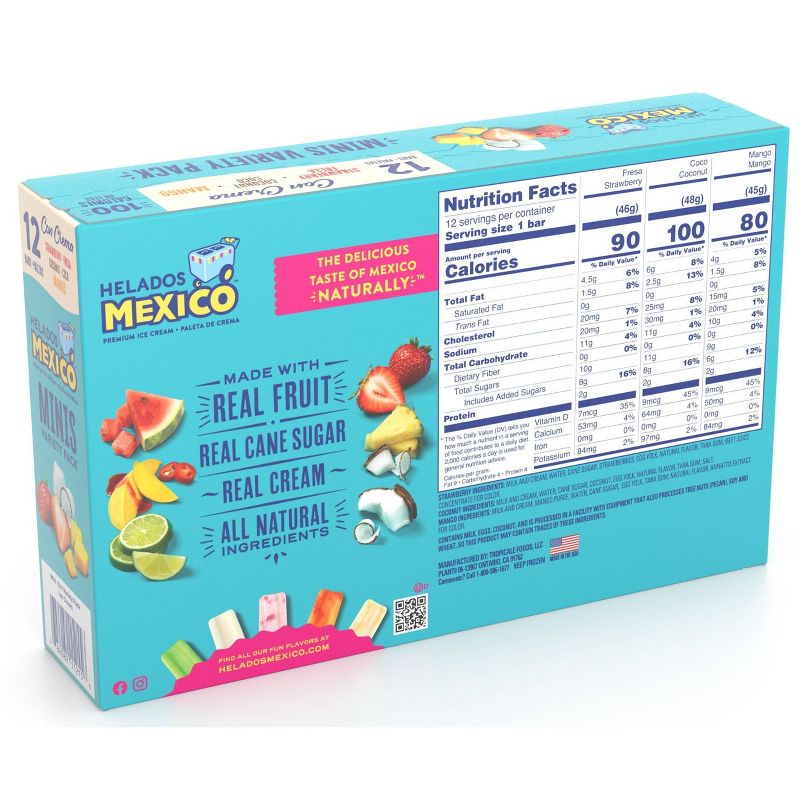 Helados Mexico Minis Fruit & Cream Variety Bars - 12ct