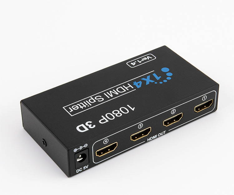HDMI Video Splitter 1x4 HDMI Splitter 1080P 3D Video Switch 1 in 4 Out Amplifier Display For HDTV DVD PS3/4
