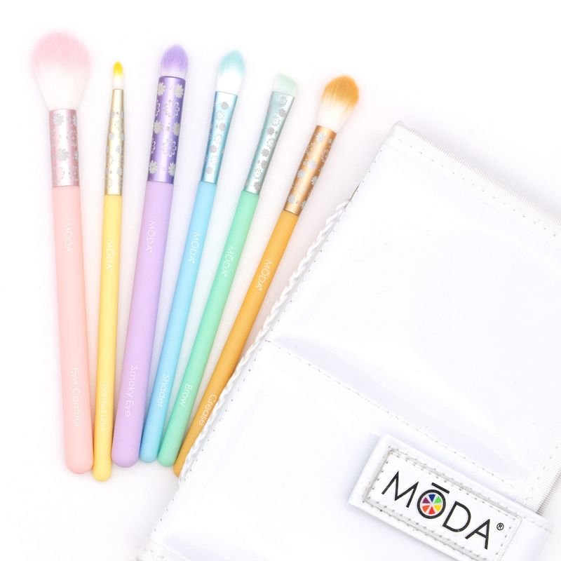 MODA Brush Posh Pastel 7pc Delicate Eye Flip Kit Makeup Brush Set with Case