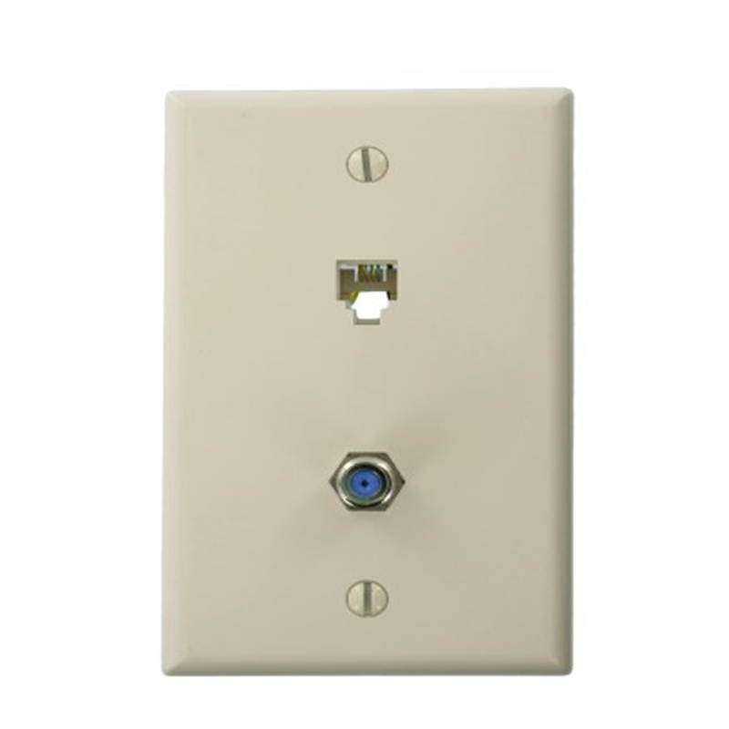 4 Pair With F Connector Standard Plate Light Almond