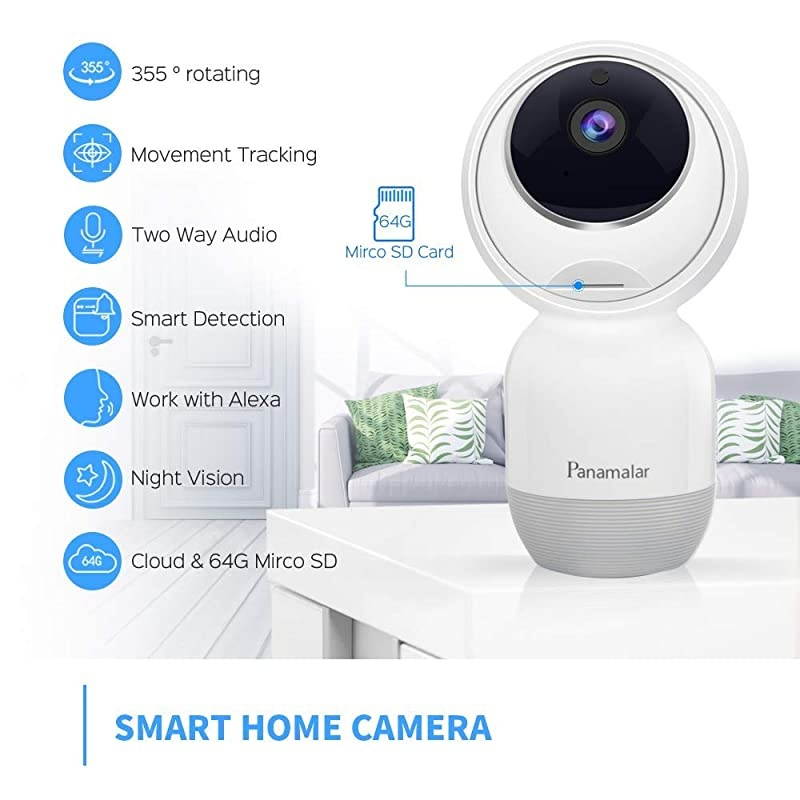 Baby Monitor, 1080P WiFi Indoor Security Camera with 2-Way Audio, Night Vision, Motion Detection for Baby/Elder/Pet, Compatible with Alexa, Compatible with iOS/Android Phone