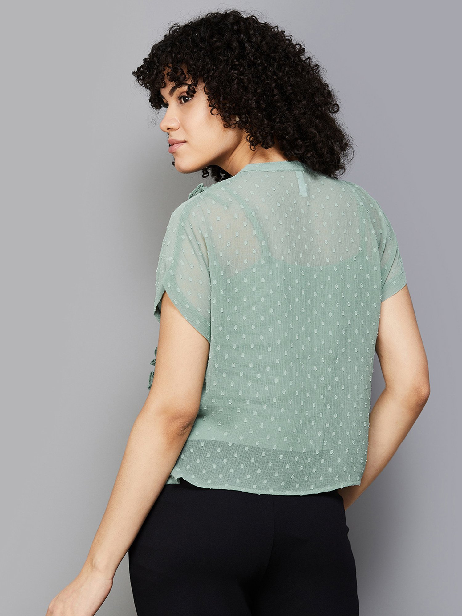 Fame Forever by Lifestyle Sage Green Self Design Top