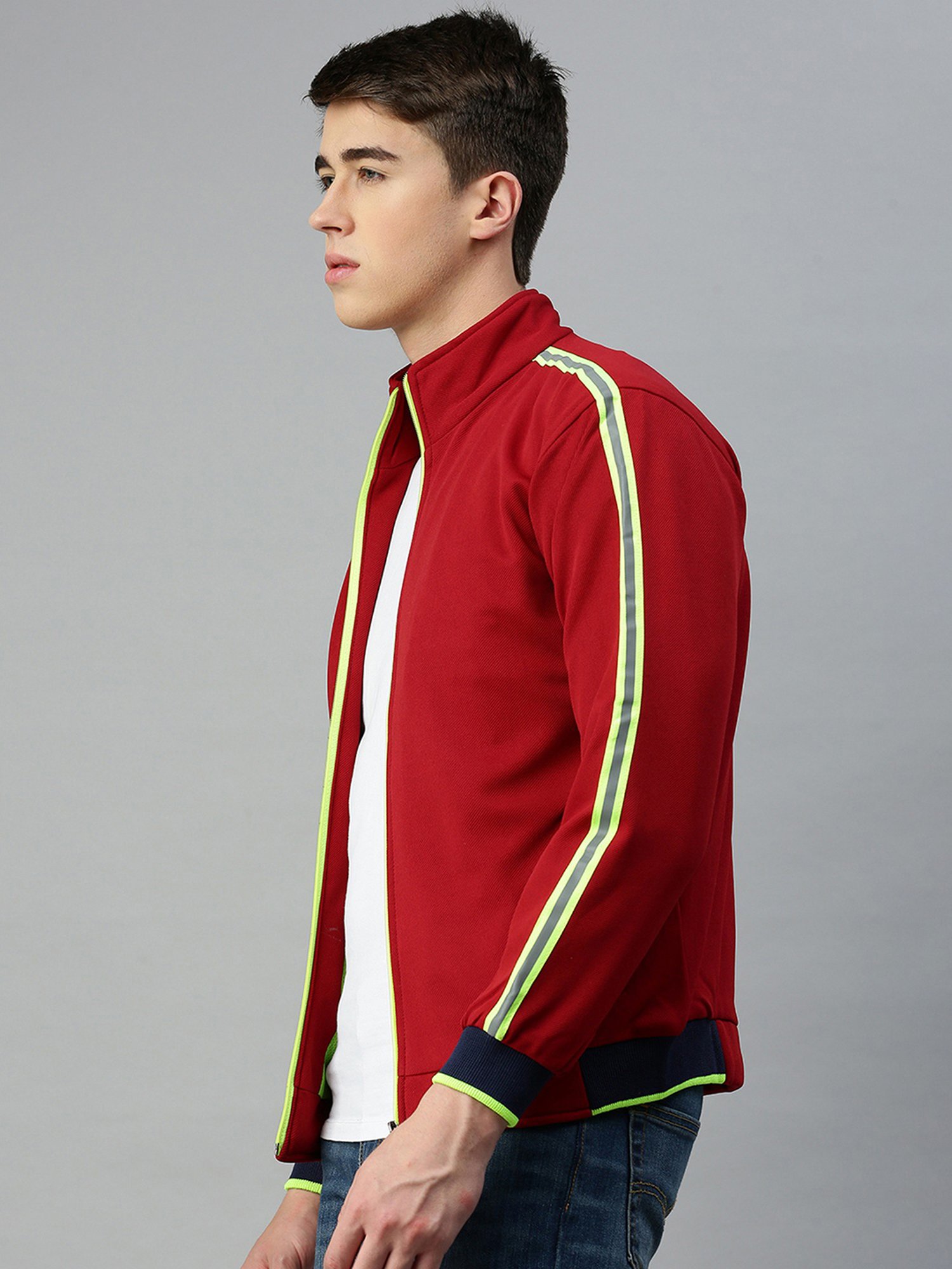 VOXATI Maroon Regular Fit High Neck Jacket