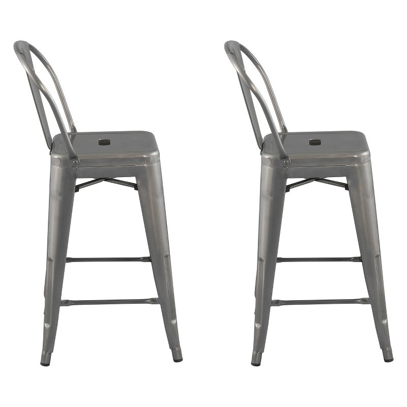 Set of 2 24" Carlisle Backed Counter Height Barstool Natural Metal - Threshold™