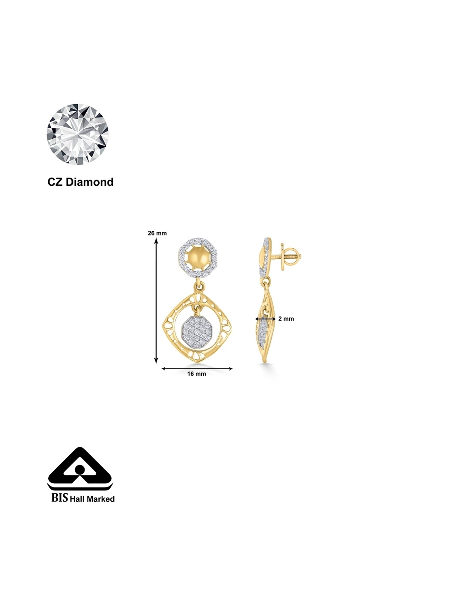 P.C. Chandra Jewellers 14 kt Gold Earrings
