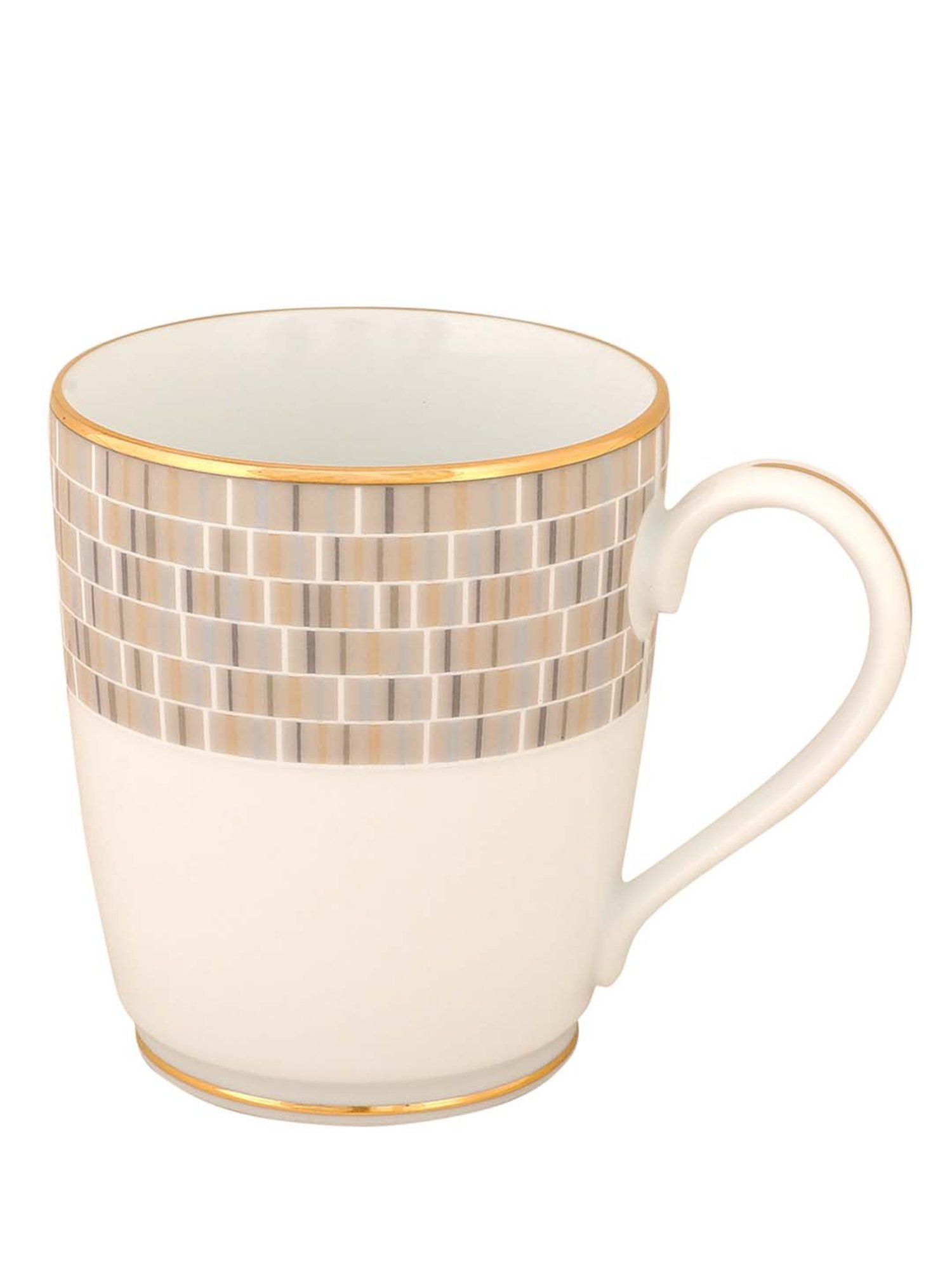 NORITAKE Hearth Off-White & Brown Porcelain Ville De Lumiere Coffee Mug (0.295 L) - Set of 6