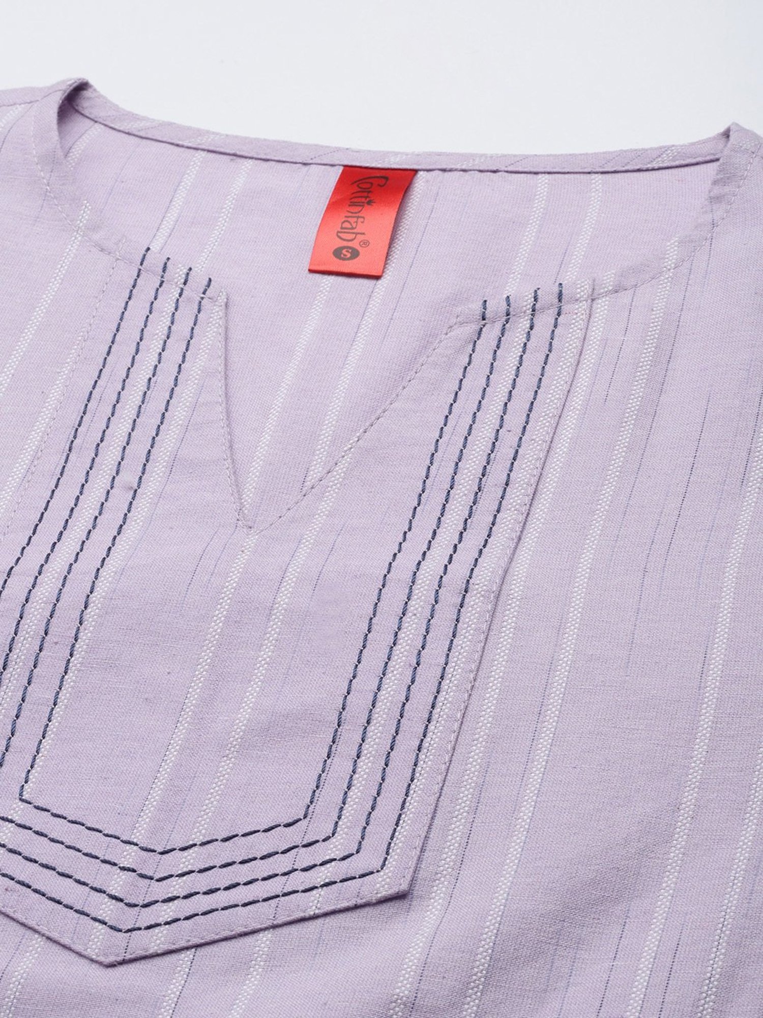 Cottinfab Lavender Self Design Ethnic Cotton Top