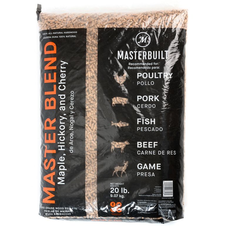 Masterbuilt MB20092718 Maple, Hickory, and Cherry Master Blend BBQ Grill and Smoker Wood Pellets, 20 Pound Bag