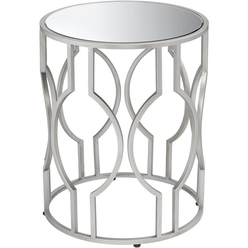 55 Downing Street Fara 20" Wide Silver and Mirrored Top Round End Table