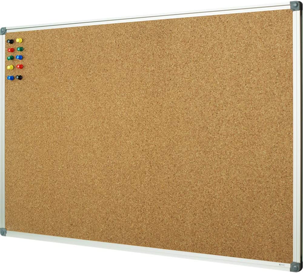 Lockways Corkboard Bulletin Board, Double Sided Cork Board 48 x 36 Inch, Notice Message Pin Board, Silver Aluminium Frame