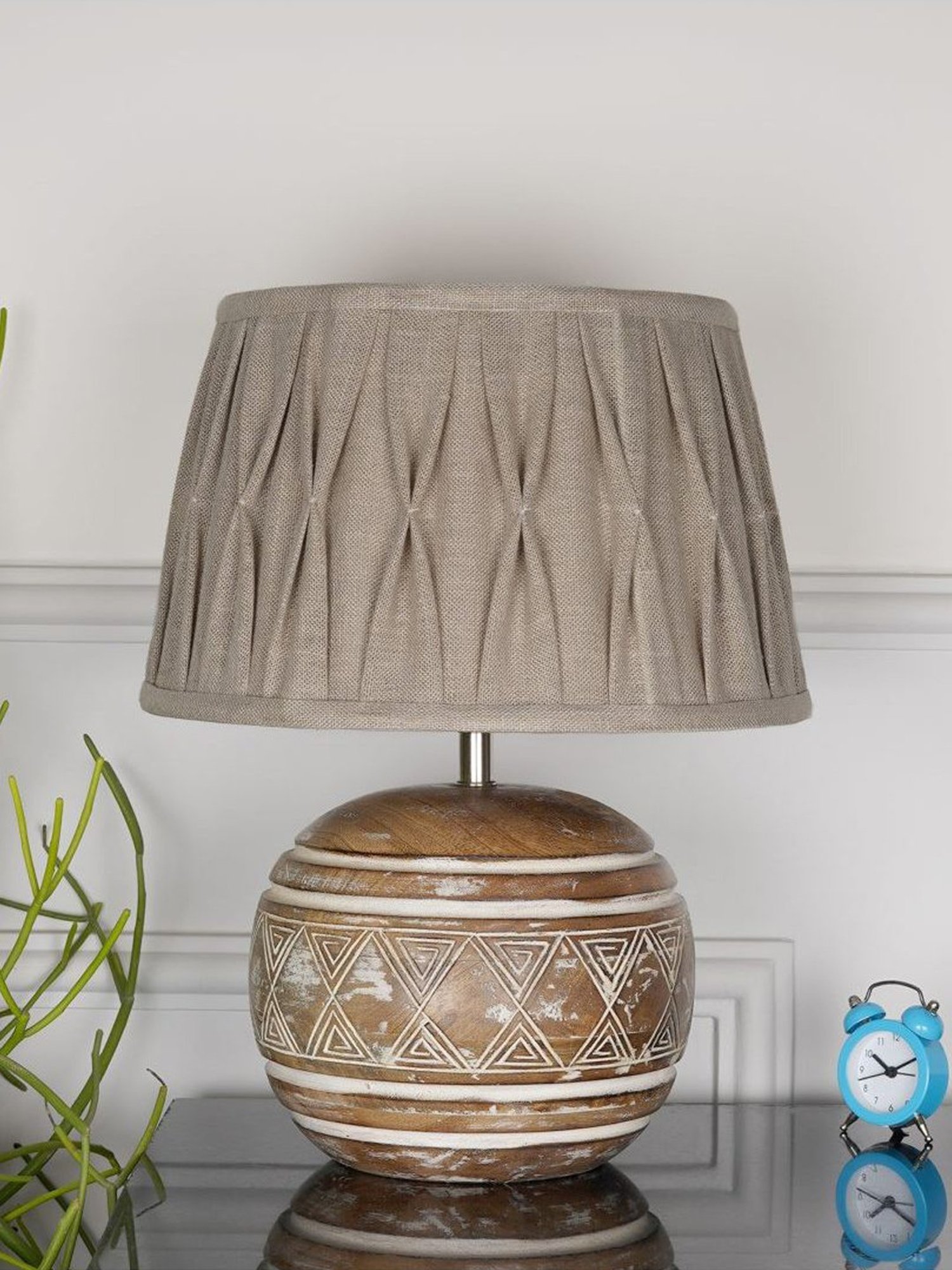 Kapoor Lamp Shades Distress White & Beige Wood Caelan Table Lamp