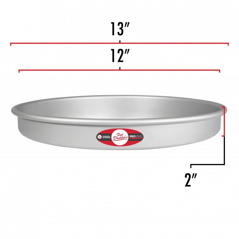 Fat Daddio's PRD-122 Anodized Aluminum Round Cake Pan with Solid Bottom, 12 x 2"