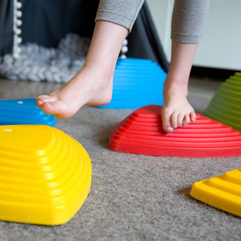JumpOff Jo Rocksteady Balance Stepping Stones for Kids, Promotes Balance & Coordination, Set of 6 Balance Blocks, Tall Set, Primary Colors