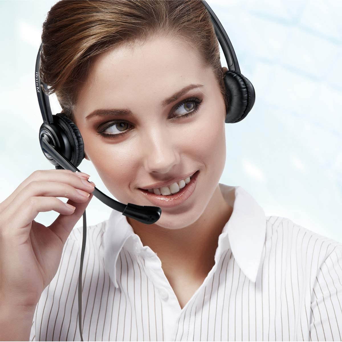 Cell Phone Headset with Nosie Cancelling Mic 3.5mm Jack for Apple iPhone Samsung BlackBerry Androids with Mic Mute Volume Control for Smart Phone Light Weight and Adjustable Headband