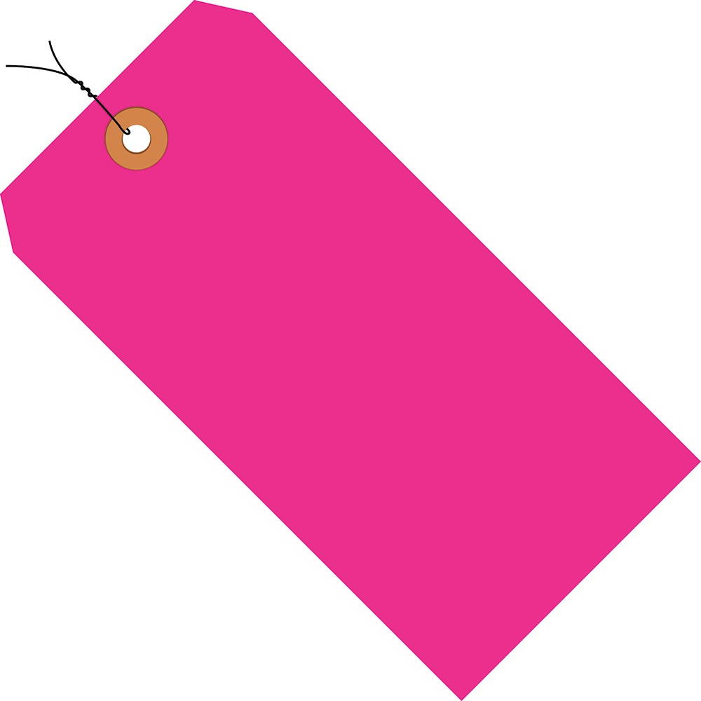 Box Partners Shipping Tags Pre-Wired 13 Pt. 5 3/4" x 2 7/8" Fluorescent Pink