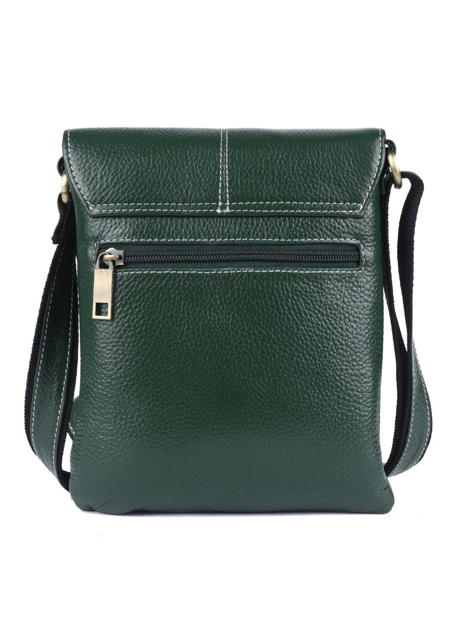 HiLEDER Green Textured Small Leather 8 inch Cross Body Bag