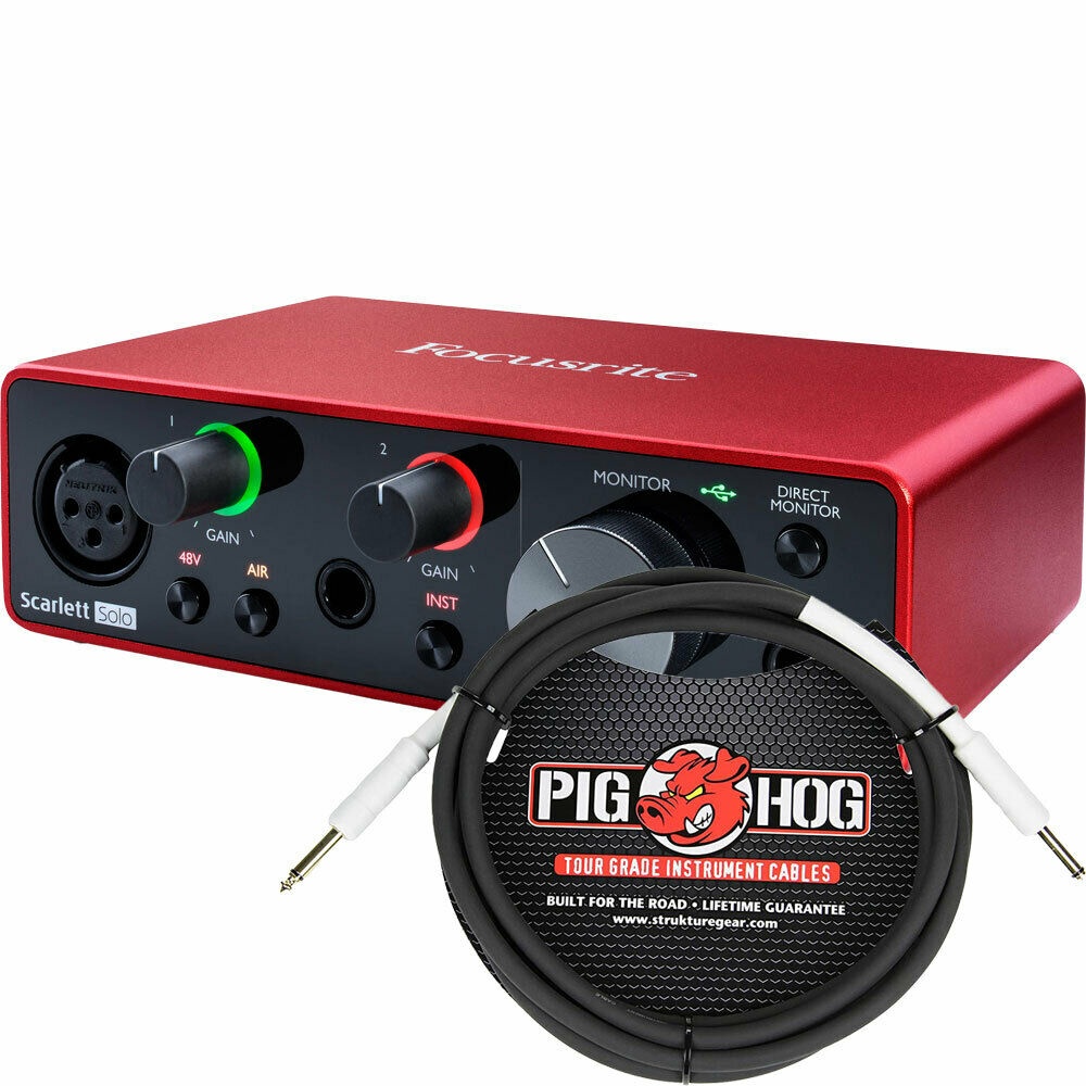 Focusrite Scarlett Solo 2x2 USB Audio Interface 3rd Gen w/ TRS Cable