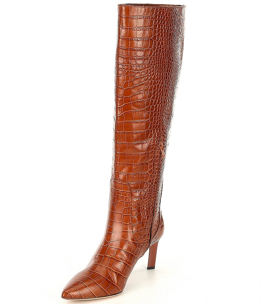 AD & Daughters Tasmine Croc Embossed Leather Tall Shaft Boots