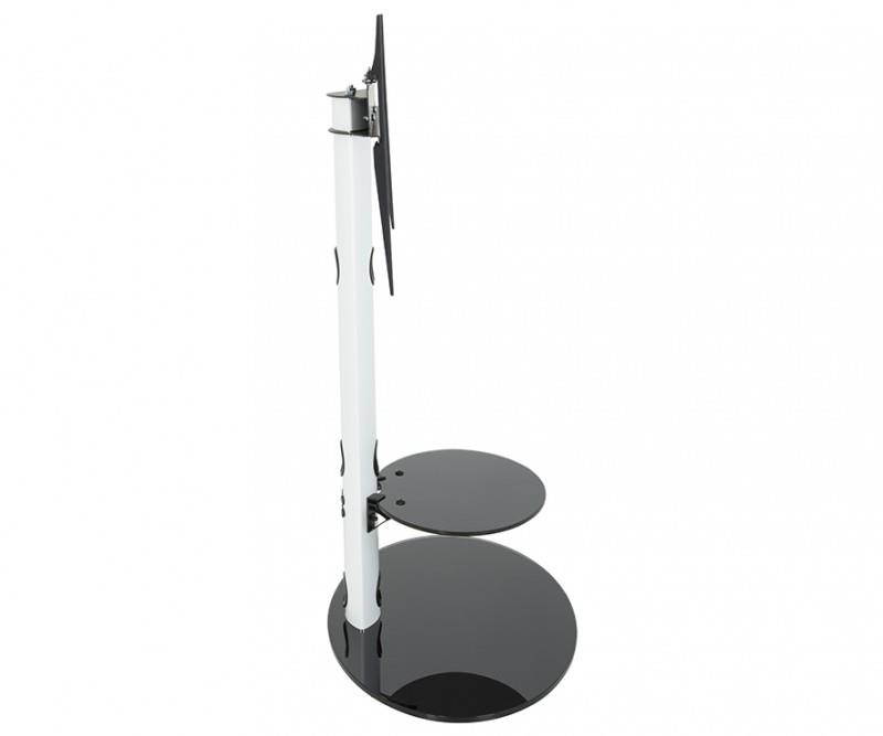 AVF FSL800LUSW-A TV Floor Stand With TV Mounting Column For 32-Inch To 65-Inch TVs, Satin White With Black Shelf