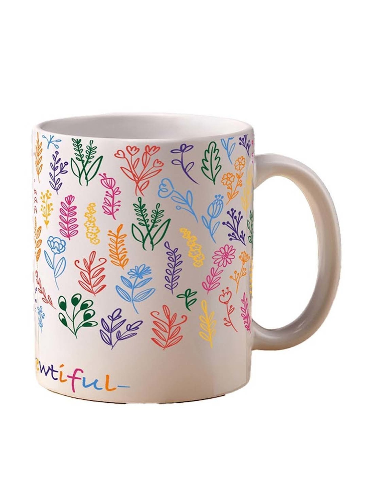 Nestroots White Stoneware Life Is Brewtiful Blooming Coffee Mug (0.325 L)