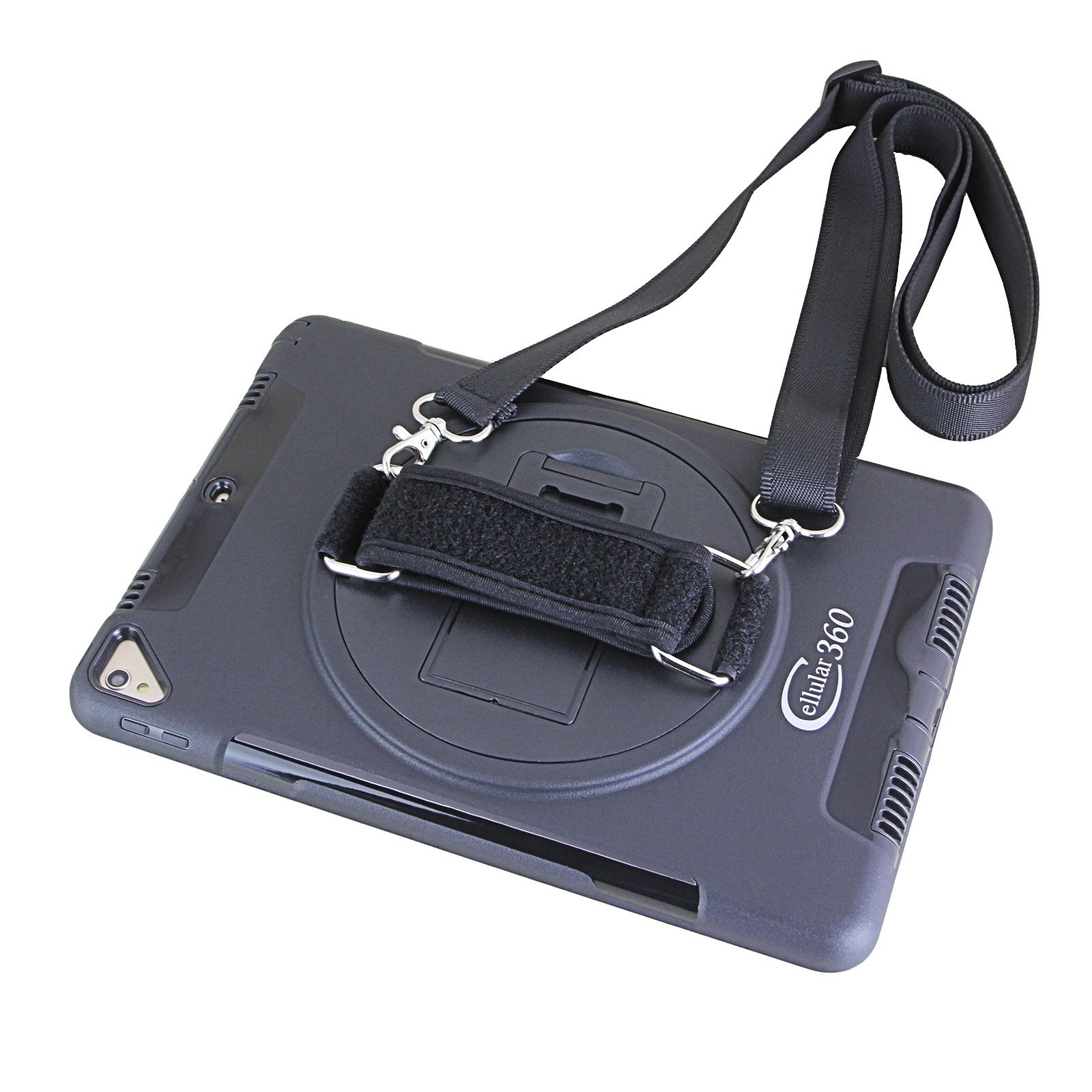 Cellular360 Apple iPad 9.7 2017 2018, iPad 5th Gen., iPad 6th Gen. Shockproof Case with 360 Degrees Rotatable Kickstand, Adjustable Handle and Shoulder Strap