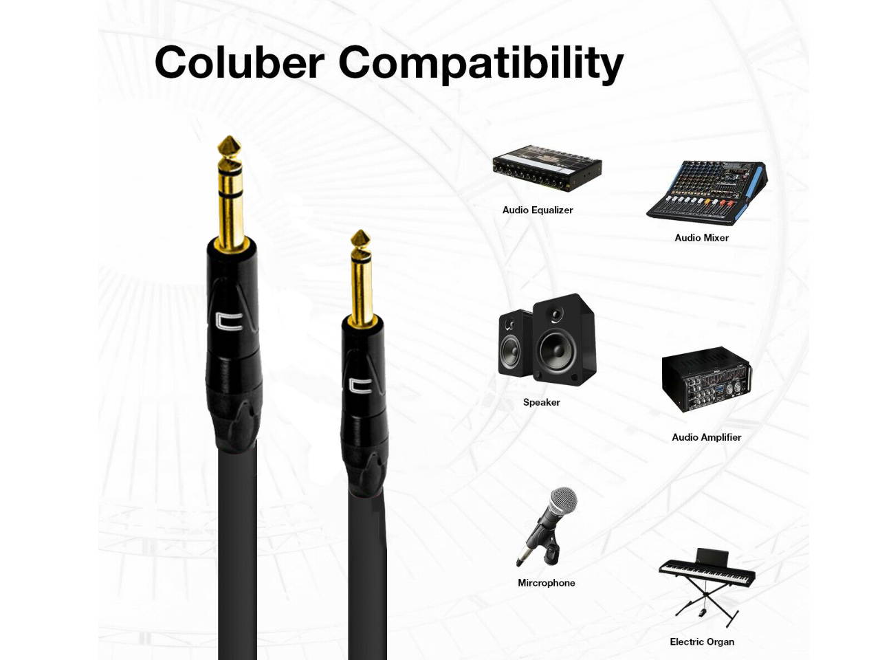 1/4" TRS Male to TS Unbalanced Mono Cable - Custom Length, Color Connector Cord