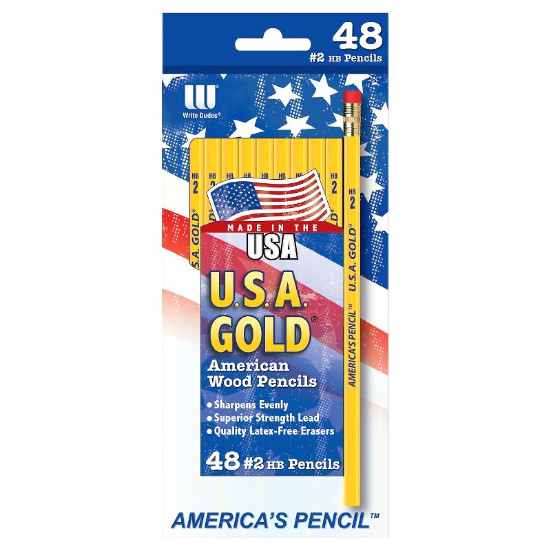 48ct #2 Wood Pencils - USA Gold