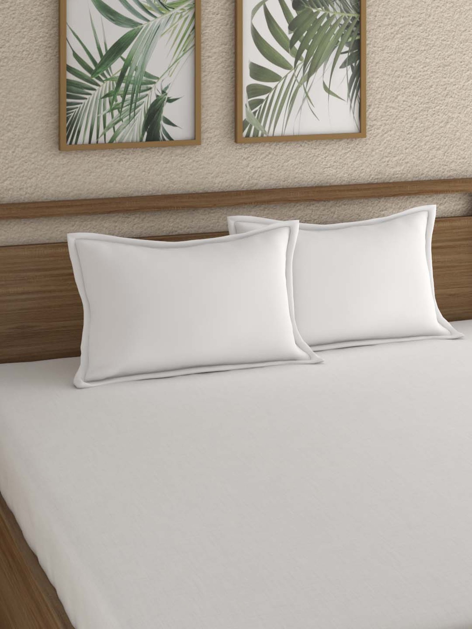 Pizuna 100% Cotton 400 TC Pillow Cover, Standard, White, 2 Pieces