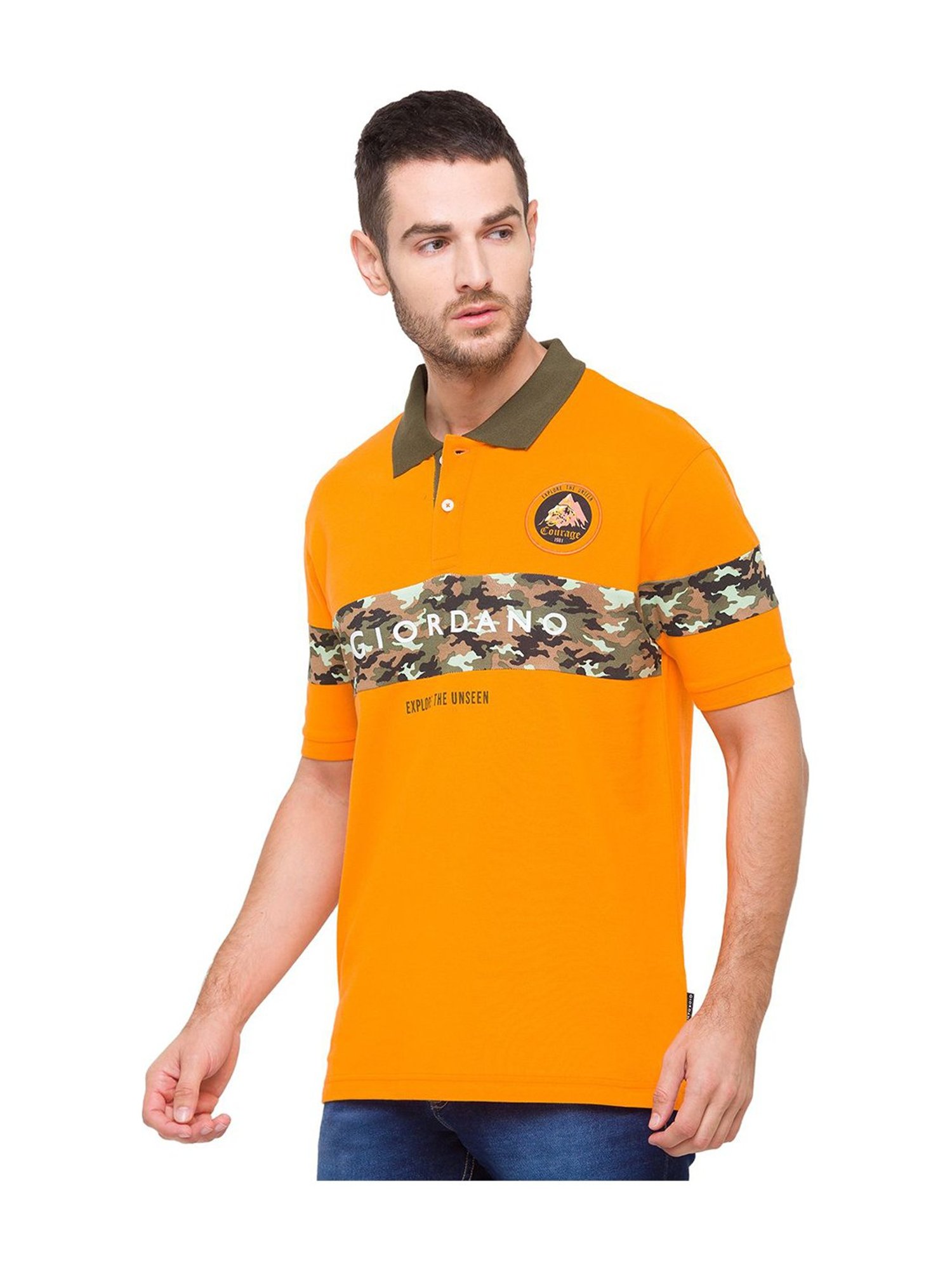 Giordano Orange Slim Fit Polo T-Shirt