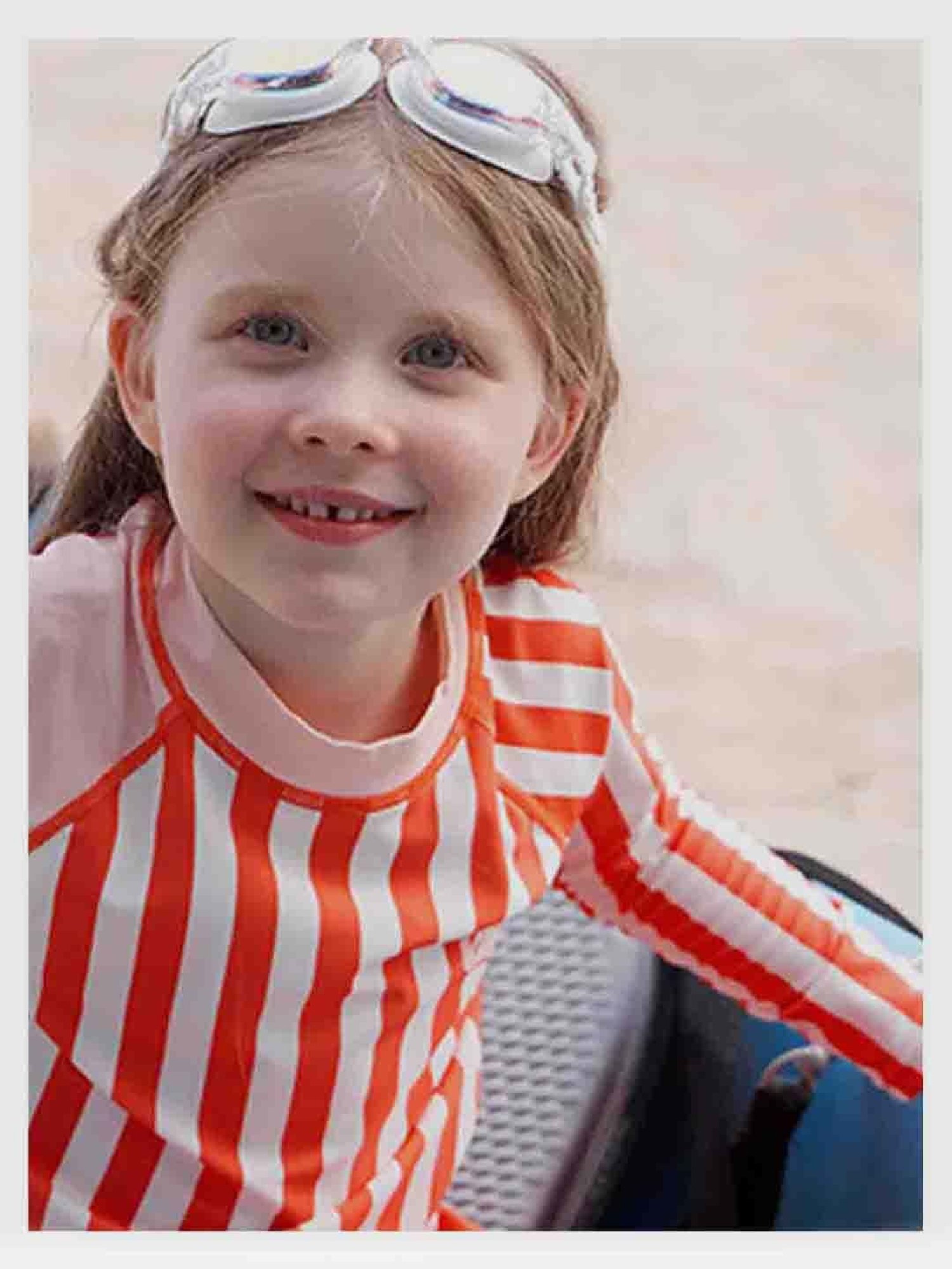 Little Surprise Box Kids Orange & White Striped Full Sleeves Swimming Top Set