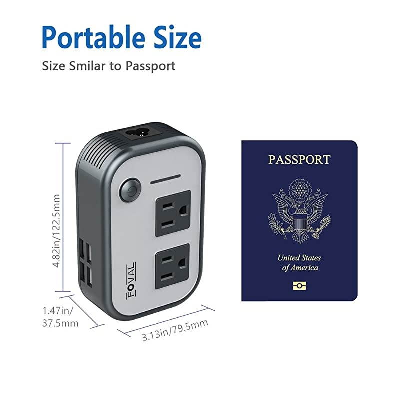 Power Step Down 220V to 110V Voltage Converter with 4Port USB International Travel Adapter for China UK European Etc Use for US appliances Overseas