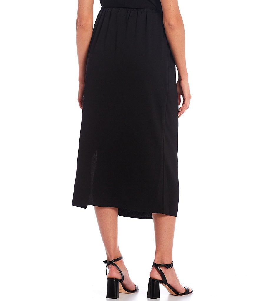 Caroline Rose Matte Crepe Pull-On Midi Pencil Skirt