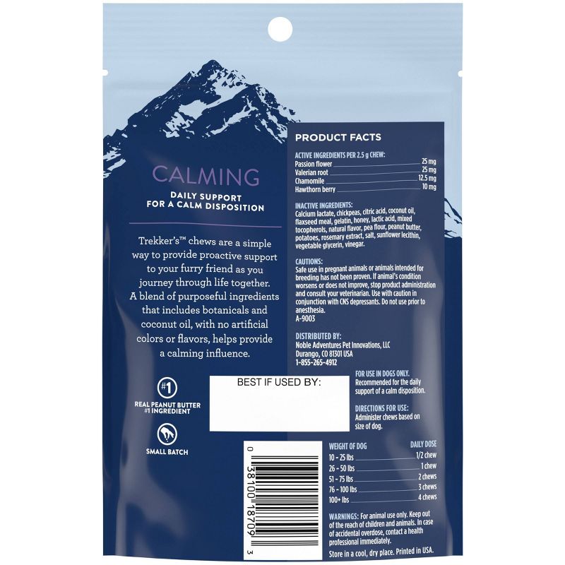 Trekker's Chewy Dog Treats Calming Peanut Butter Flavor - 5oz Pouch