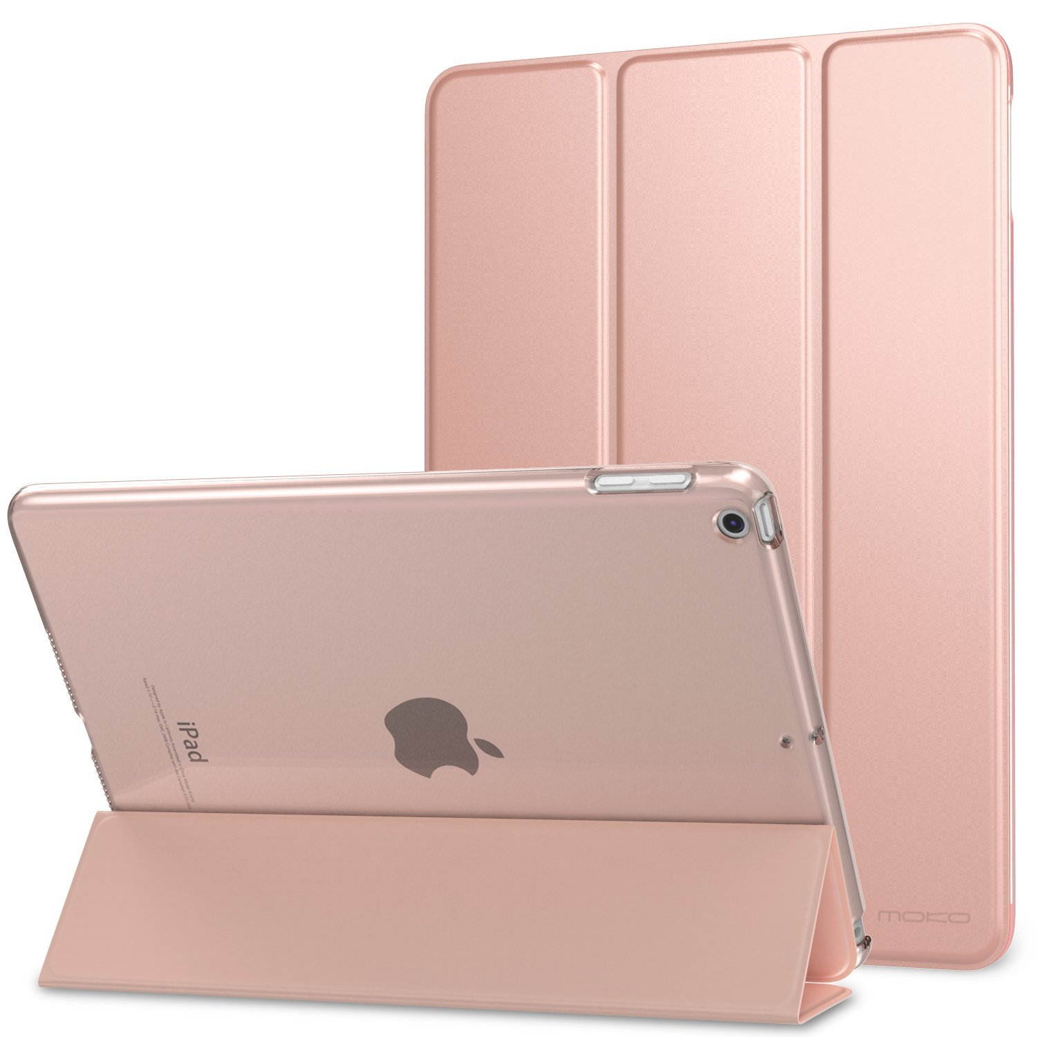 MoKo Case Fit 2018/2017 iPad 9.7 5th / 6th Generation - Slim Lightweight Smart Shell Stand Cover with Translucent Frosted Back Protector Fit Apple iPad 9.7 Inch 2018/2017, Rose Gold(Auto Wake/Sleep)