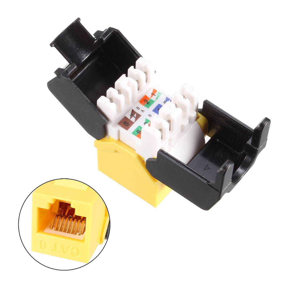 Cat6 110 Style Punch Down Keystone Jack, White, CAT 6, Rj45 90 Degree 50-Pack